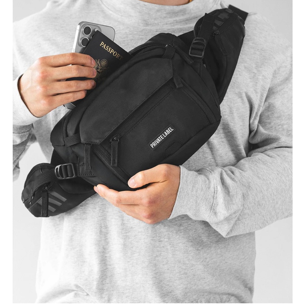 Private Label Men's Black Sling Bag